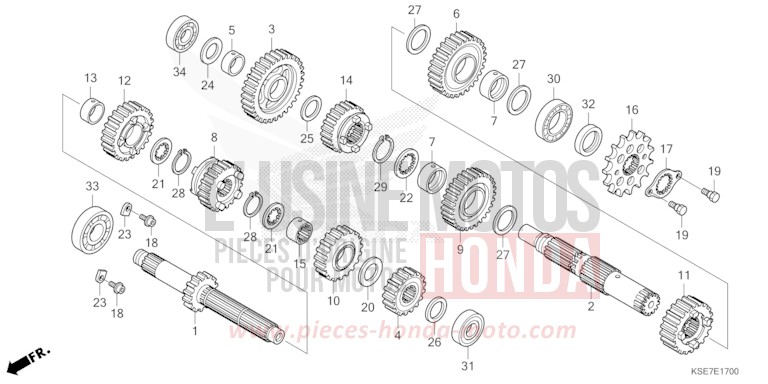 BOITE DE VITESSES de CRF150R "Grandes Roues" EXTREME RED (R292) 2022